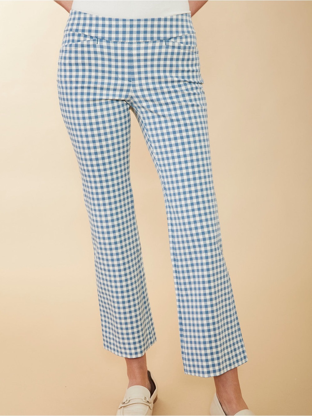 Maren Kick Flare Pant Clara Gingham Bluestone